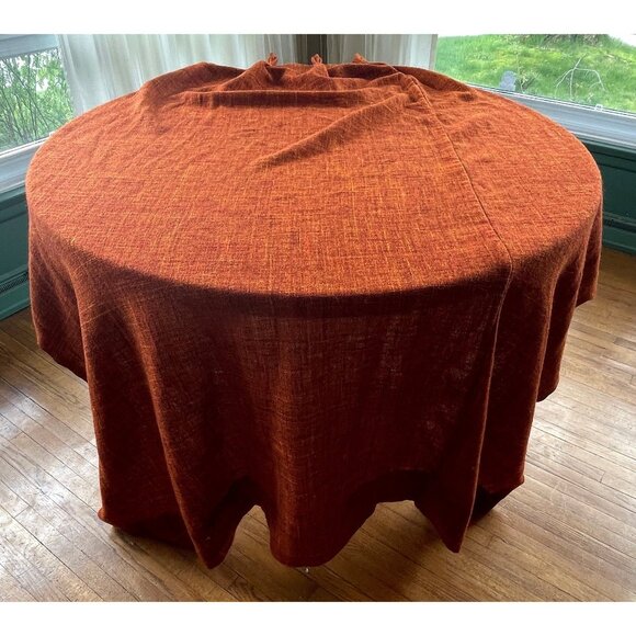 Vintage 70s pleated curtain, burnt orange/brick red thick woven, single panel - Picture 1 of 10
